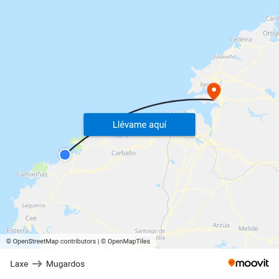 Laxe to Mugardos map