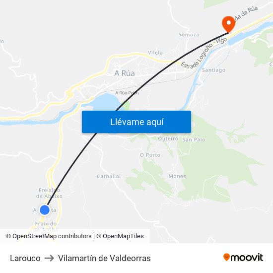 Larouco to Vilamartín de Valdeorras map