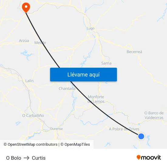 O Bolo to Curtis map