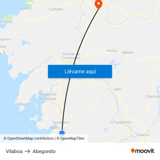 Vilaboa to Abegondo map