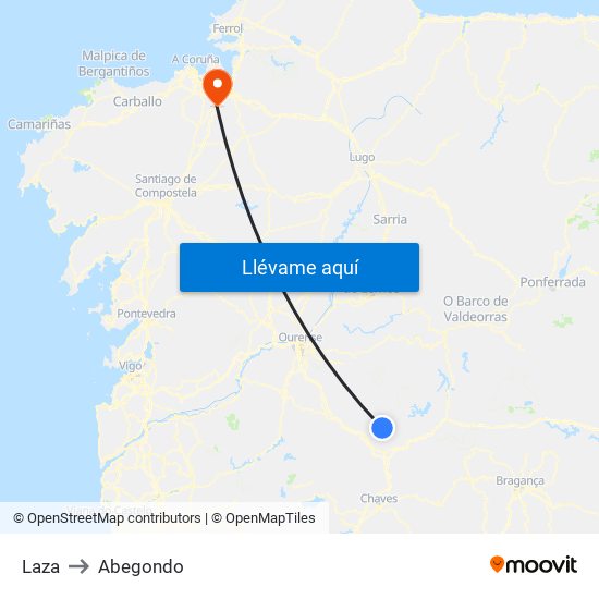 Laza to Abegondo map