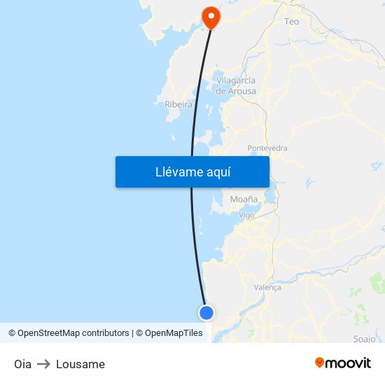 Oia to Lousame map