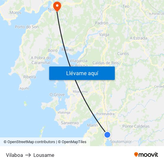 Vilaboa to Lousame map