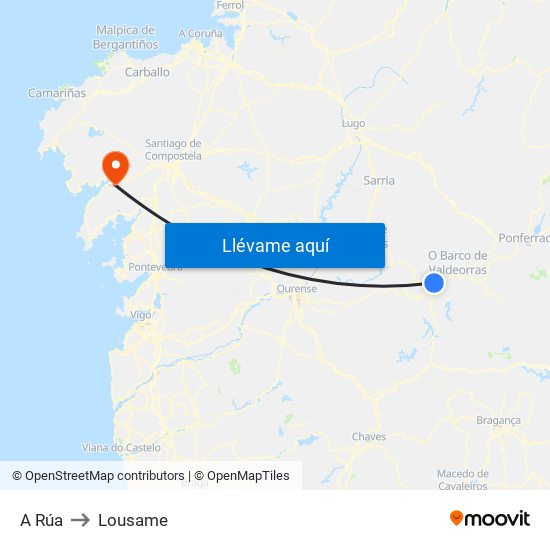 A Rúa to Lousame map