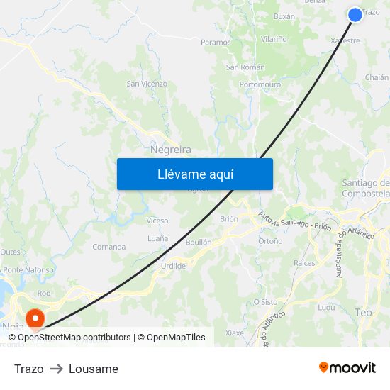 Trazo to Lousame map