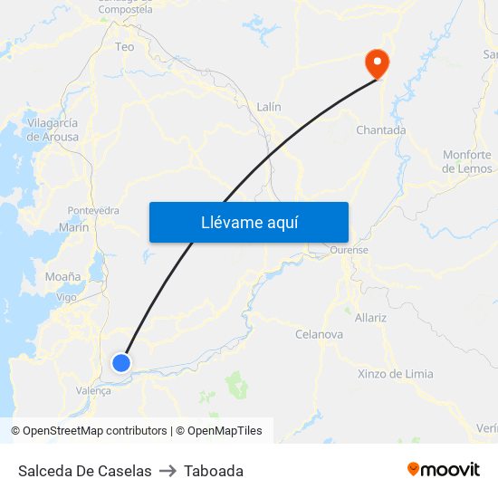 Salceda De Caselas to Taboada map