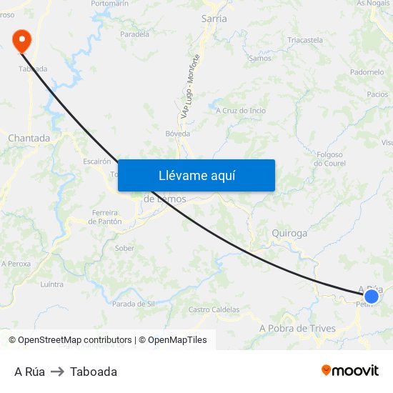 A Rúa to Taboada map