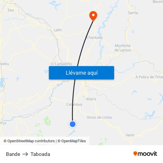 Bande to Taboada map
