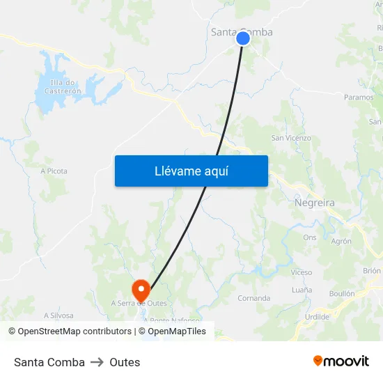 Santa Comba to Outes map