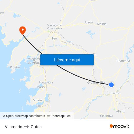 Vilamarín to Outes map