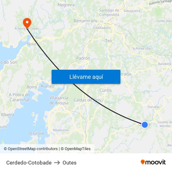 Cerdedo-Cotobade to Outes map