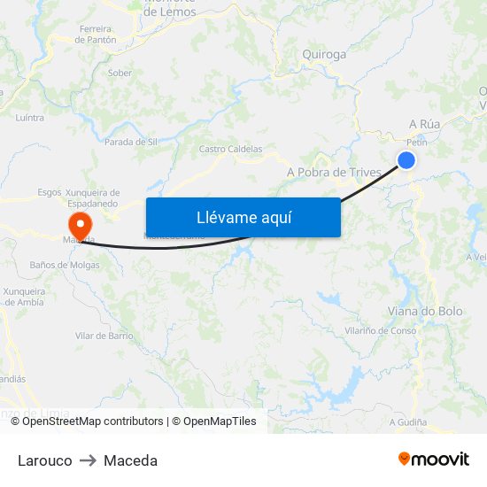 Larouco to Maceda map