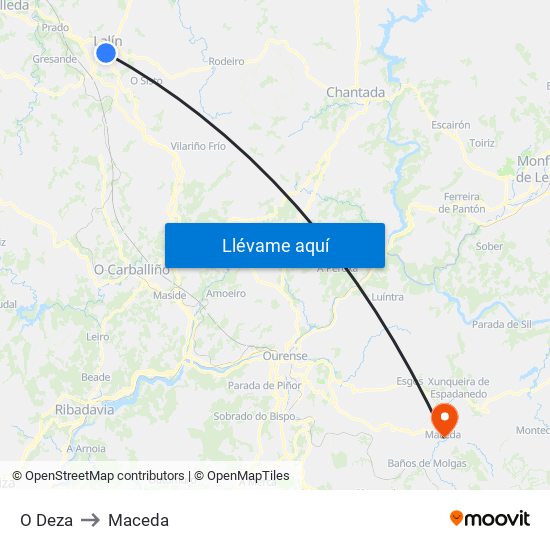 O Deza to Maceda map