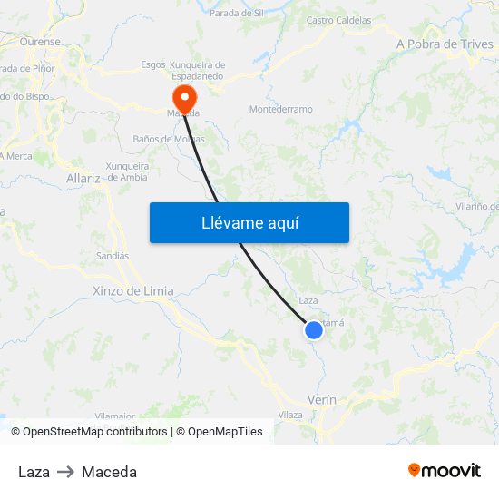 Laza to Maceda map