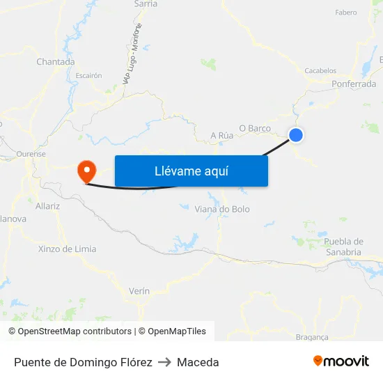 Puente de Domingo Flórez to Maceda map