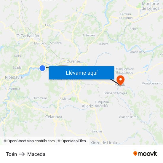 Toén to Maceda map