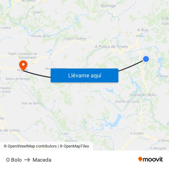 O Bolo to Maceda map