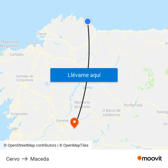 Cervo to Maceda map
