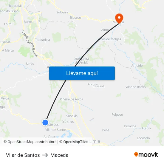 Vilar de Santos to Maceda map