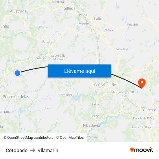 Cotobade to Vilamarín map