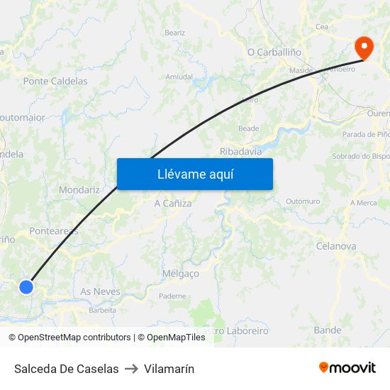 Salceda De Caselas to Vilamarín map