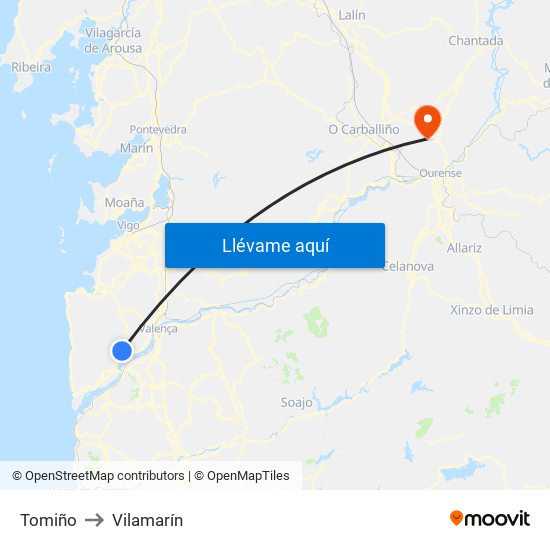 Tomiño to Vilamarín map