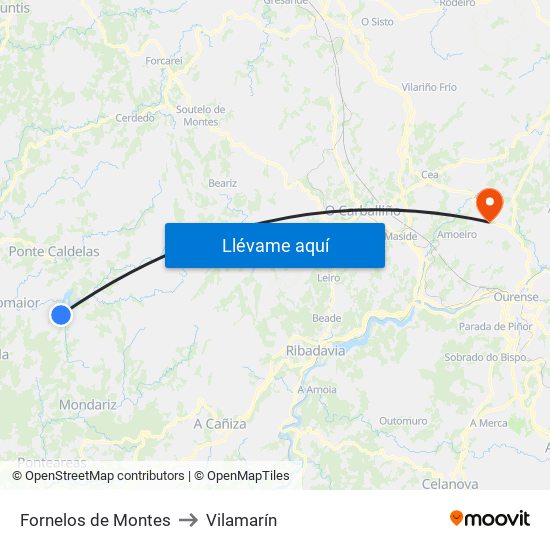 Fornelos de Montes to Vilamarín map