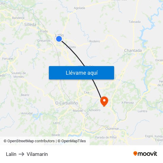 Lalín to Vilamarín map