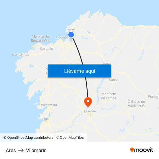 Ares to Vilamarín map