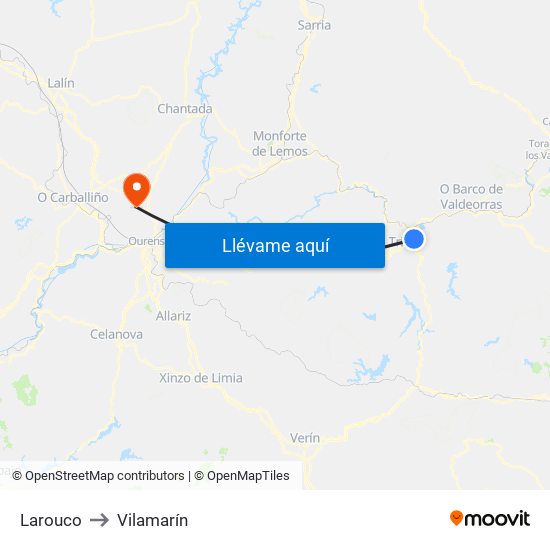 Larouco to Vilamarín map