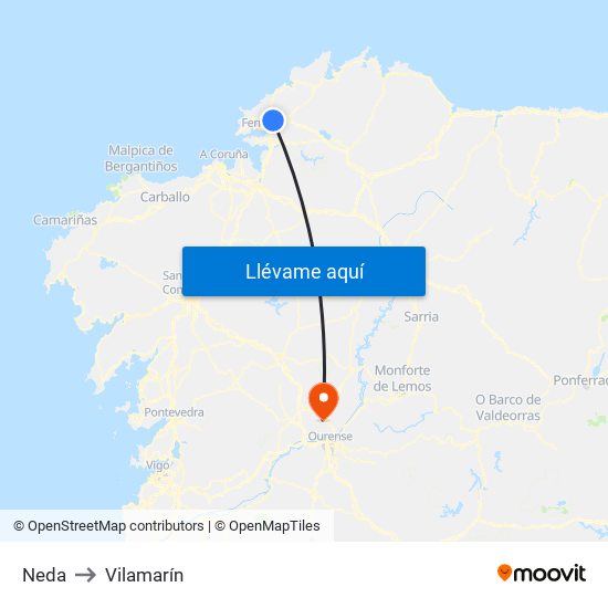 Neda to Vilamarín map