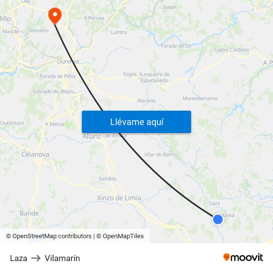 Laza to Vilamarín map