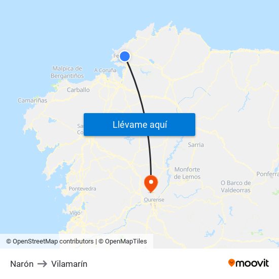 Narón to Vilamarín map