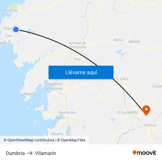 Dumbría to Vilamarín map