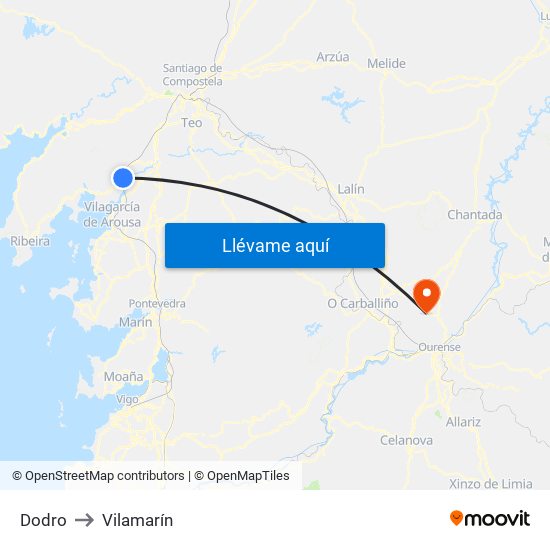 Dodro to Vilamarín map