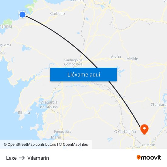 Laxe to Vilamarín map
