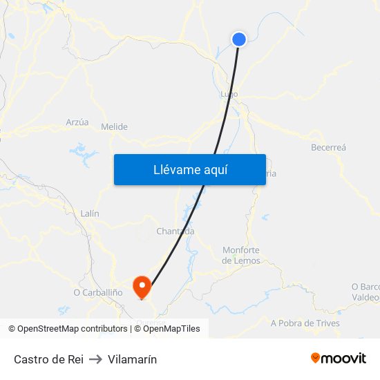 Castro de Rei to Vilamarín map