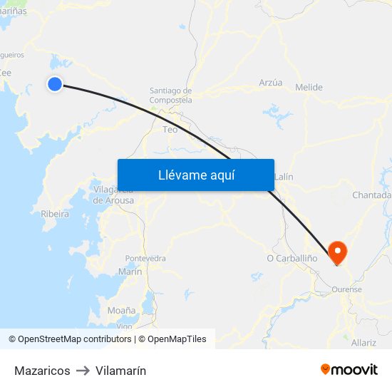 Mazaricos to Vilamarín map