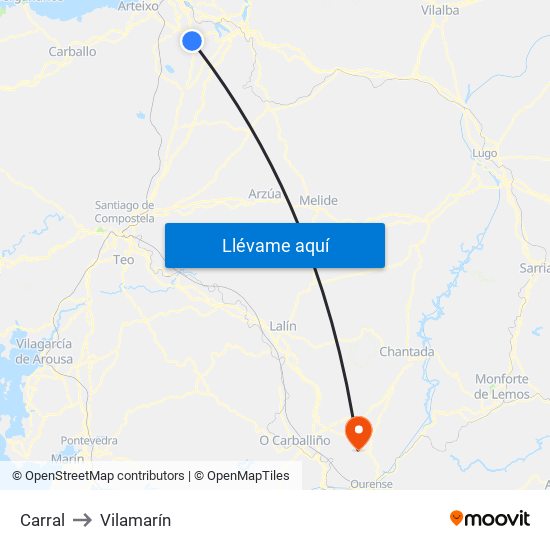 Carral to Vilamarín map