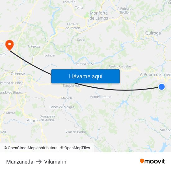 Manzaneda to Vilamarín map