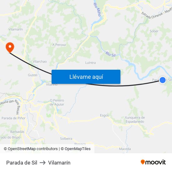 Parada de Sil to Vilamarín map