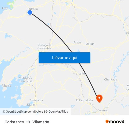Coristanco to Vilamarín map