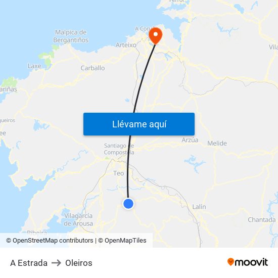 A Estrada to Oleiros map