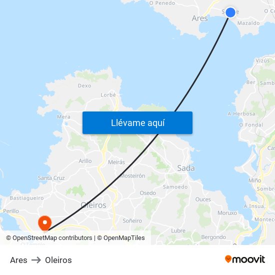 Ares to Oleiros map