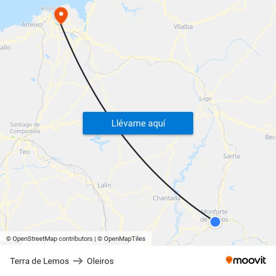 Terra de Lemos to Oleiros map