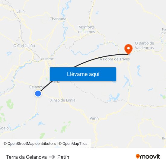 Terra da Celanova to Petín map
