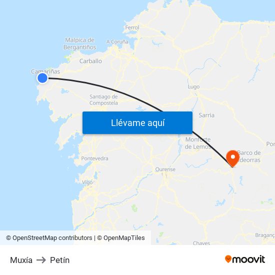Muxía to Petín map