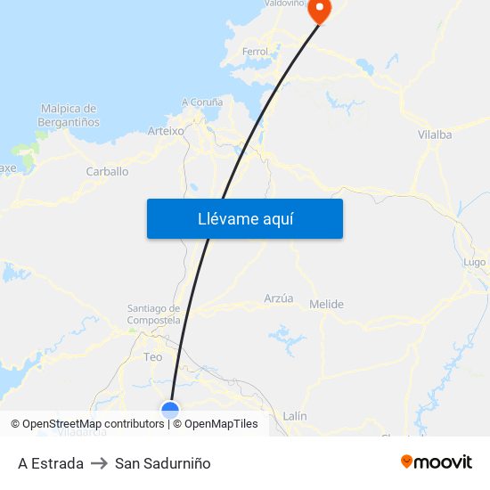 A Estrada to San Sadurniño map