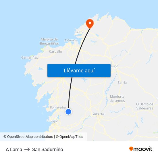 A Lama to San Sadurniño map