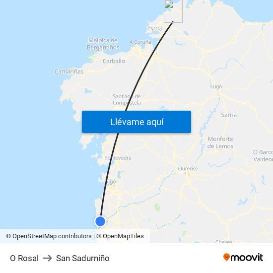 O Rosal to San Sadurniño map